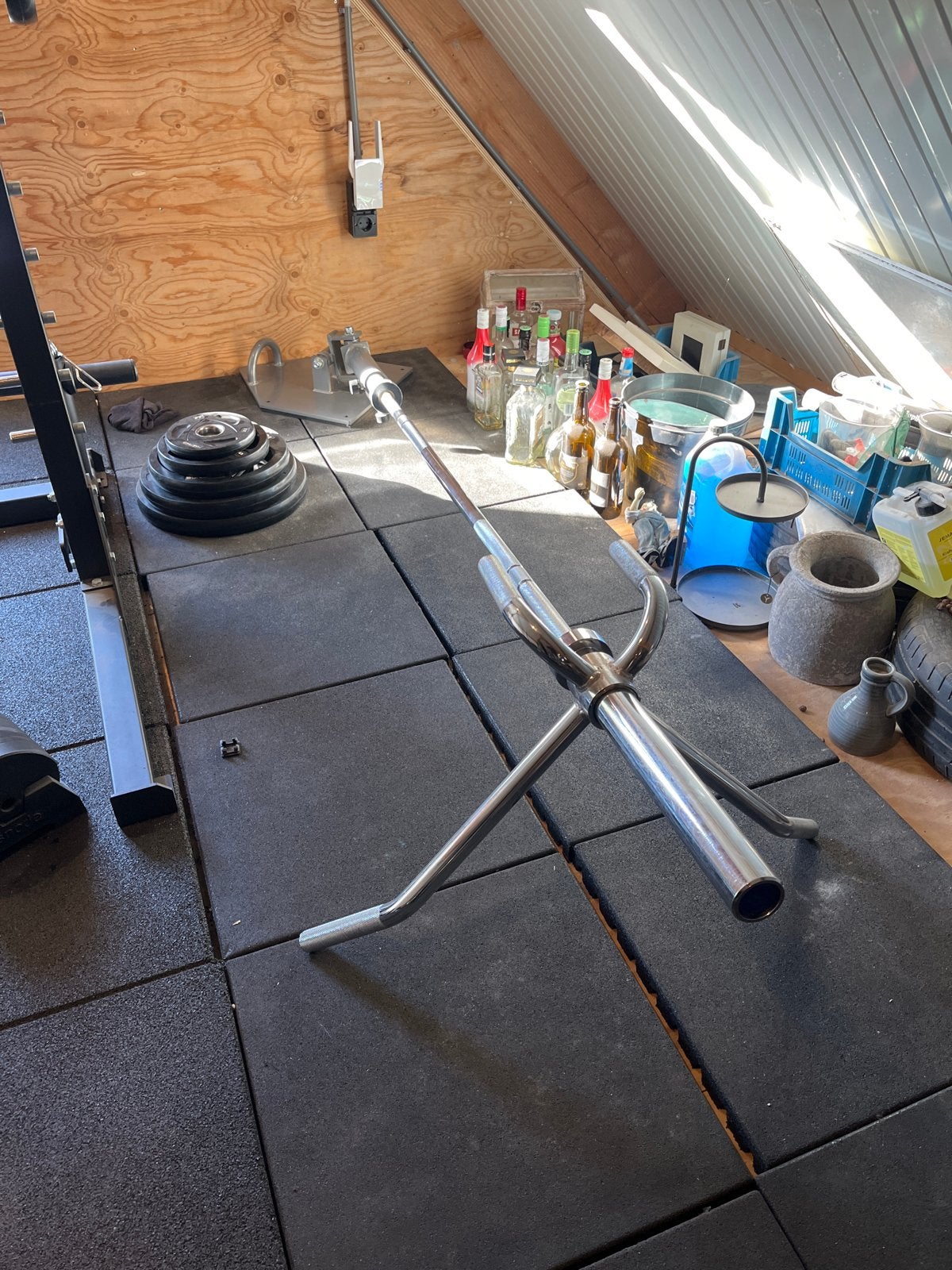 Landmine tbar row compleet, Sport en Fitness, Ophalen, Zo goed als nieuw, Armen, Halterset