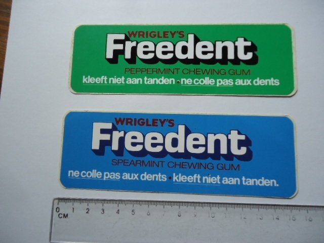 sticker Jaren 70 80 FREEDENT Wrigley wrigleys wrigley's gum, Verzamelen, Verzenden, Zo goed als nieuw, Bedrijf of Vereniging