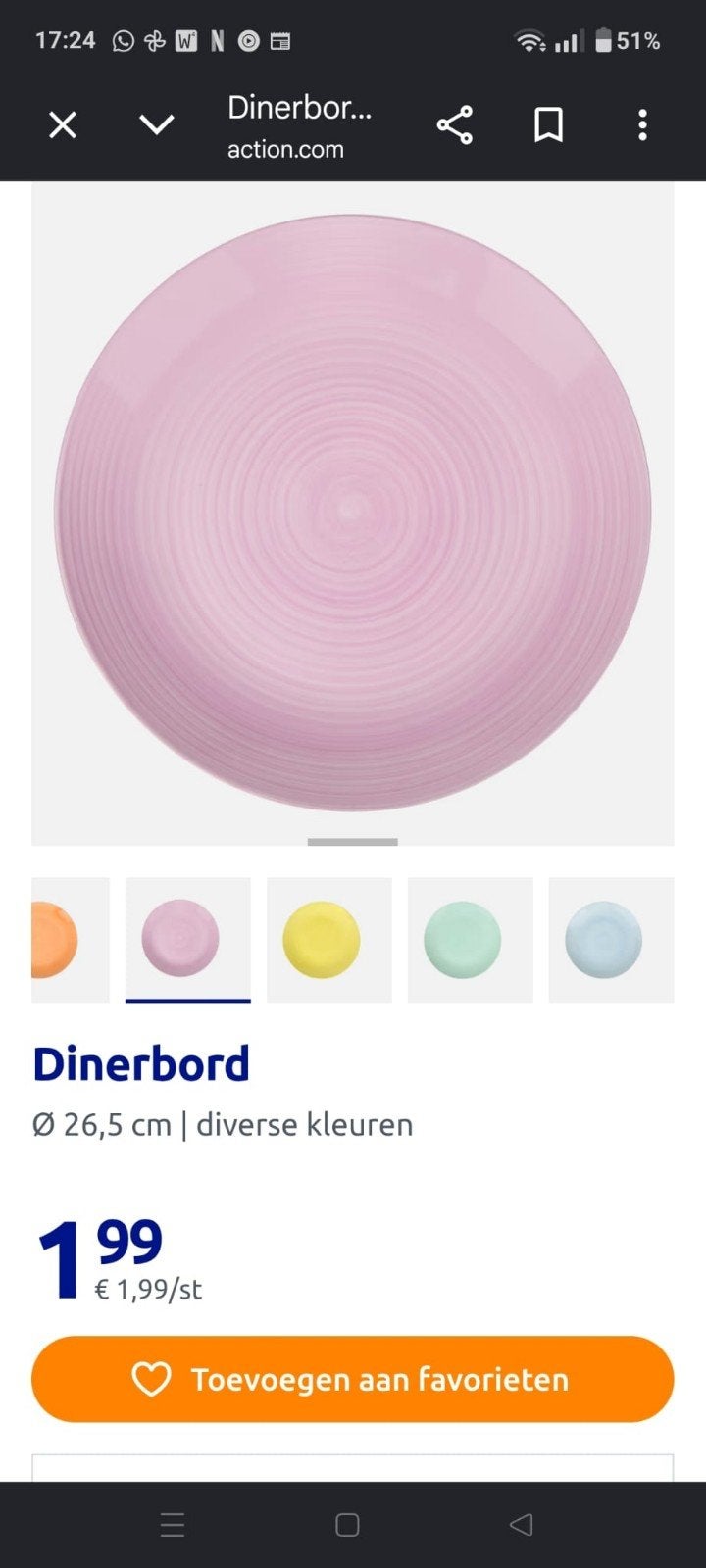 Gezocht: dit paarse dinerbord(en) van de Action, Ophalen of Verzenden, Zo goed als nieuw, Overige stijlen, Bord(en)