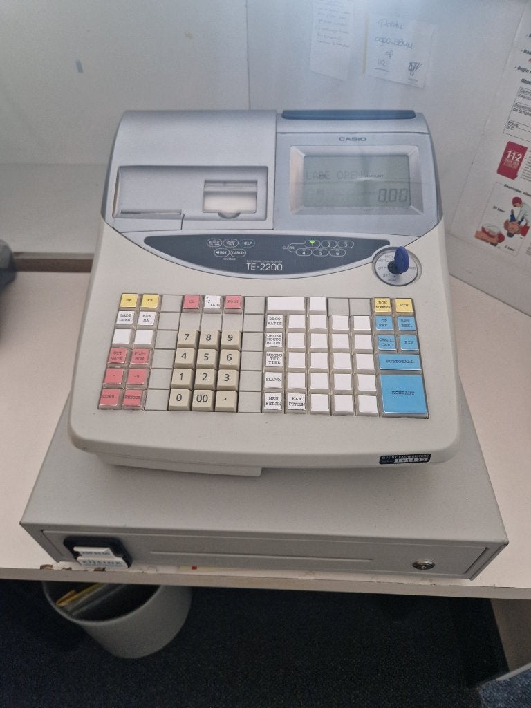 Casio TE-2200 kassasysteem – compleet, met PGM-sleutel, Ophalen of Verzenden