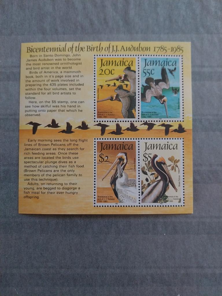 Jamaica blok 25 vogels1985 postfris mi 15 eu, Postzegels en Munten, Ophalen of Verzenden, Dier of Natuur