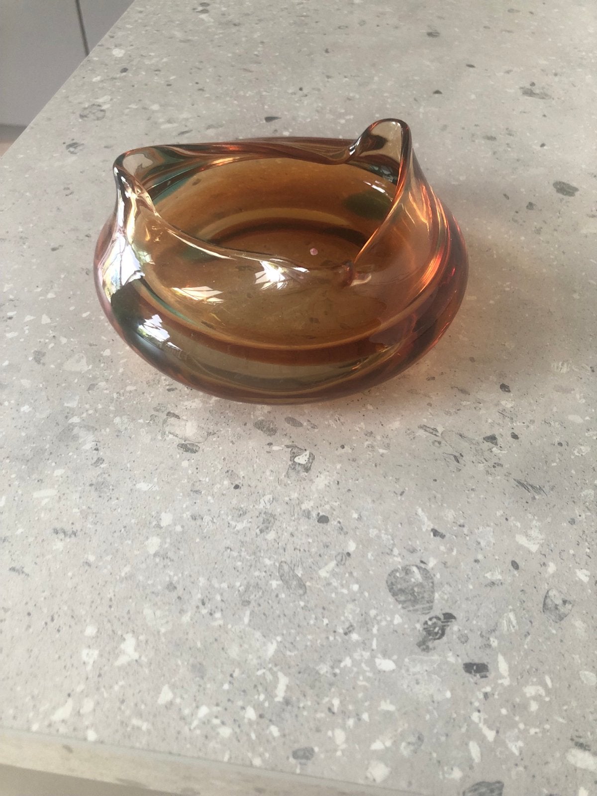 Vintage Glazen Asbak - Amberkleurig, Antiek en Kunst, Antiek | Glas en Kristal, Ophalen