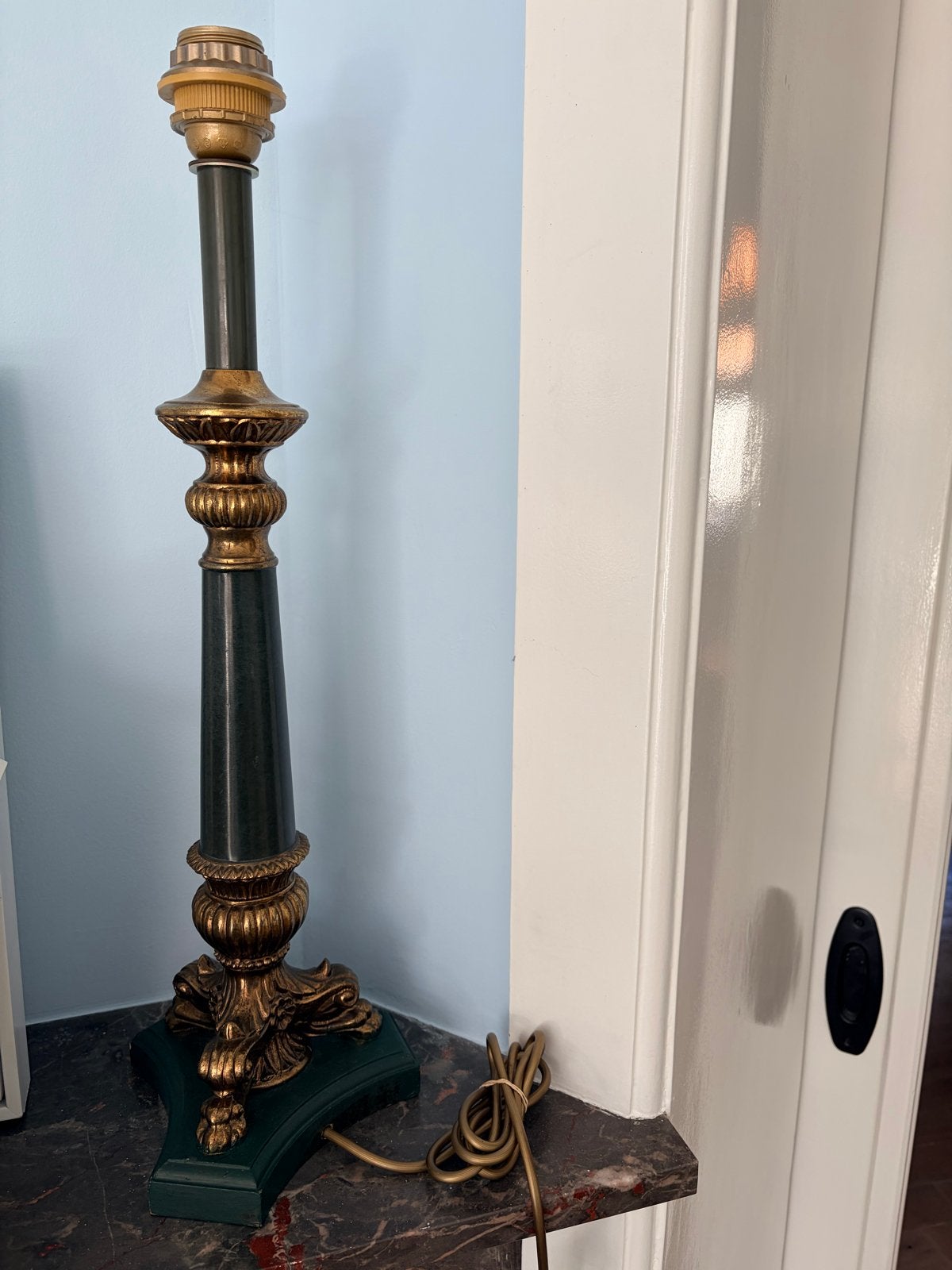 Vintage Angie Tafellamp Empire Stijl - Messing & Diepgroen, Antiek en Kunst, Antiek | Lampen, Ophalen of Verzenden