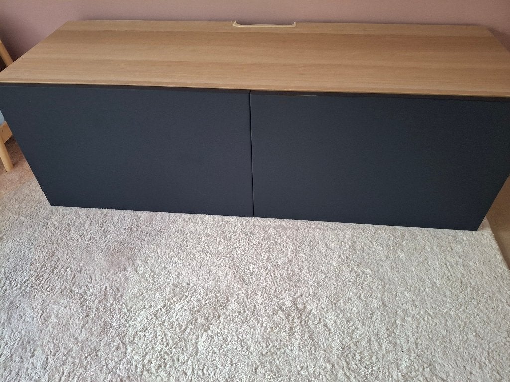 Besta tv meubel met blauwe deuren, Ophalen, Gebruikt, 100 tot 150 cm, Minder dan 100 cm