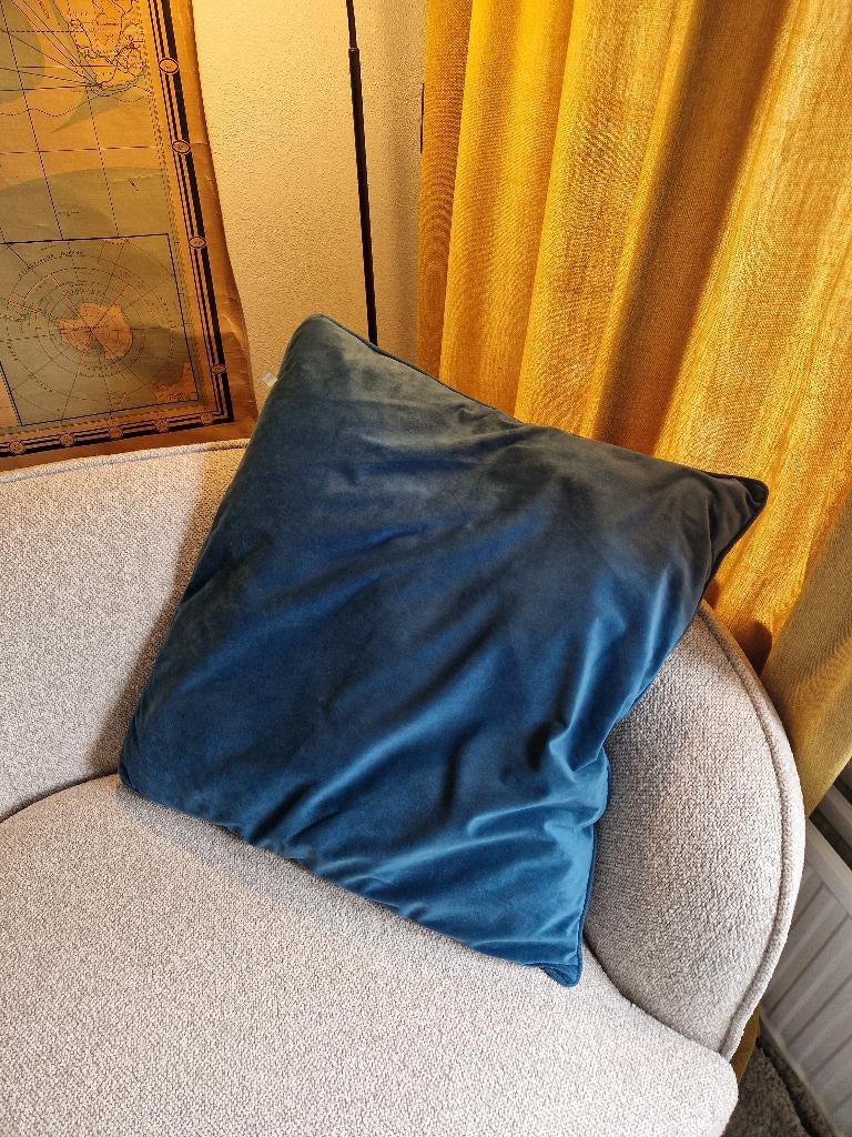 Groot sierkussen, Huis en Inrichting, Ophalen, Zo goed als nieuw, Blauw, Vierkant