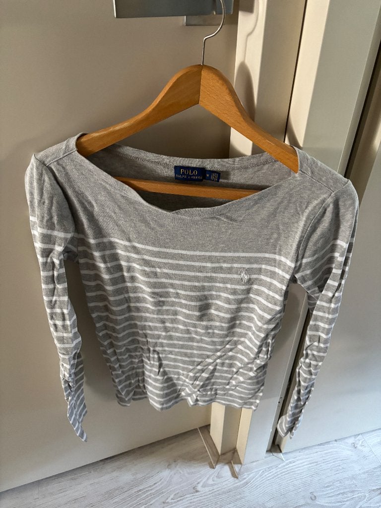 Polo Ralph Lauren shirt met boothals - maat Small., Kleding | Dames, Blauw, Ophalen of Verzenden, Zo goed als nieuw, Korte mouw