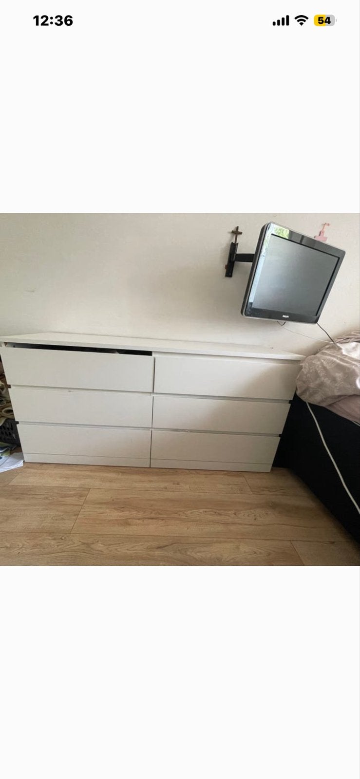 IKEA MALM ladekast met 6 laden, wit, Gebruikt, 5 laden of meer, 150 tot 200 cm, Ophalen of Verzenden
