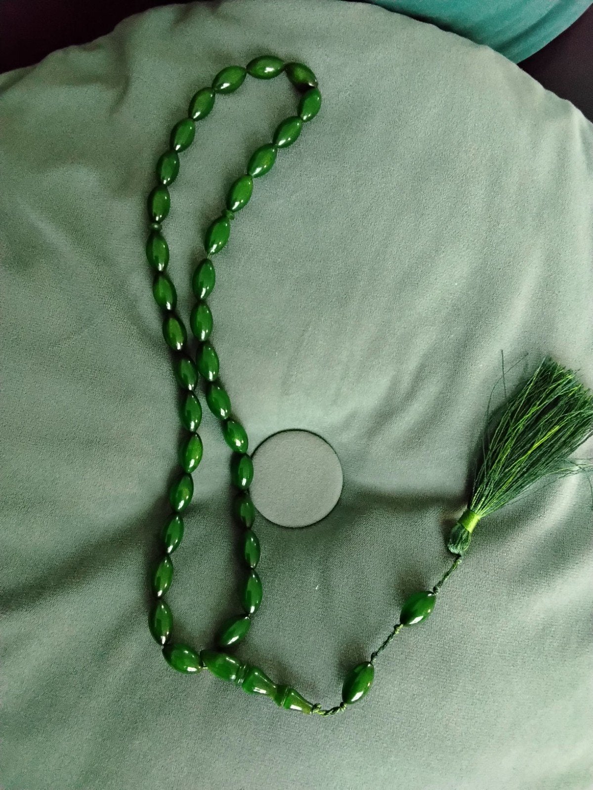 Nieuwe Bakeliet Tasbih - Groen, Antiek en Kunst, Antiek | Religie, Ophalen of Verzenden