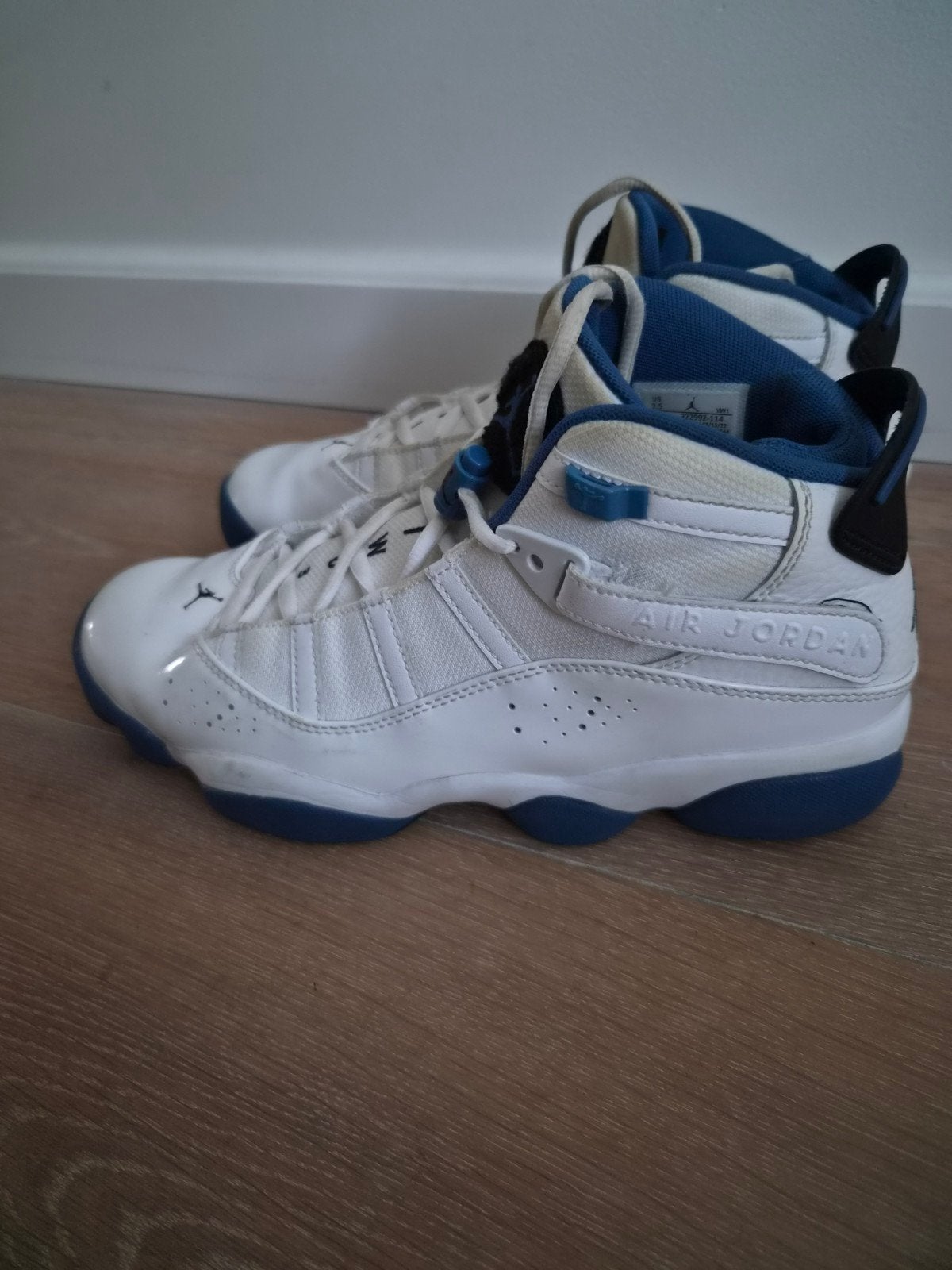 Nike Air Jordan 6 Rings - Wit/Blauw - Maat 43, Wit, Ophalen of Verzenden, Sneakers of Gympen, Gedragen