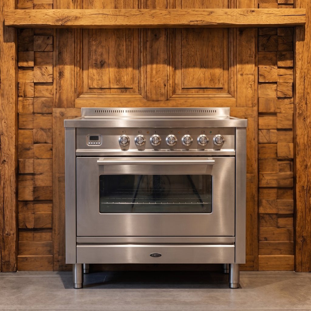 Boretti 90 cm · RVS · 5 zones · 1 oven · met conditierapport, 60 cm of meer, Ophalen of Verzenden, Gas, Vrijstaand