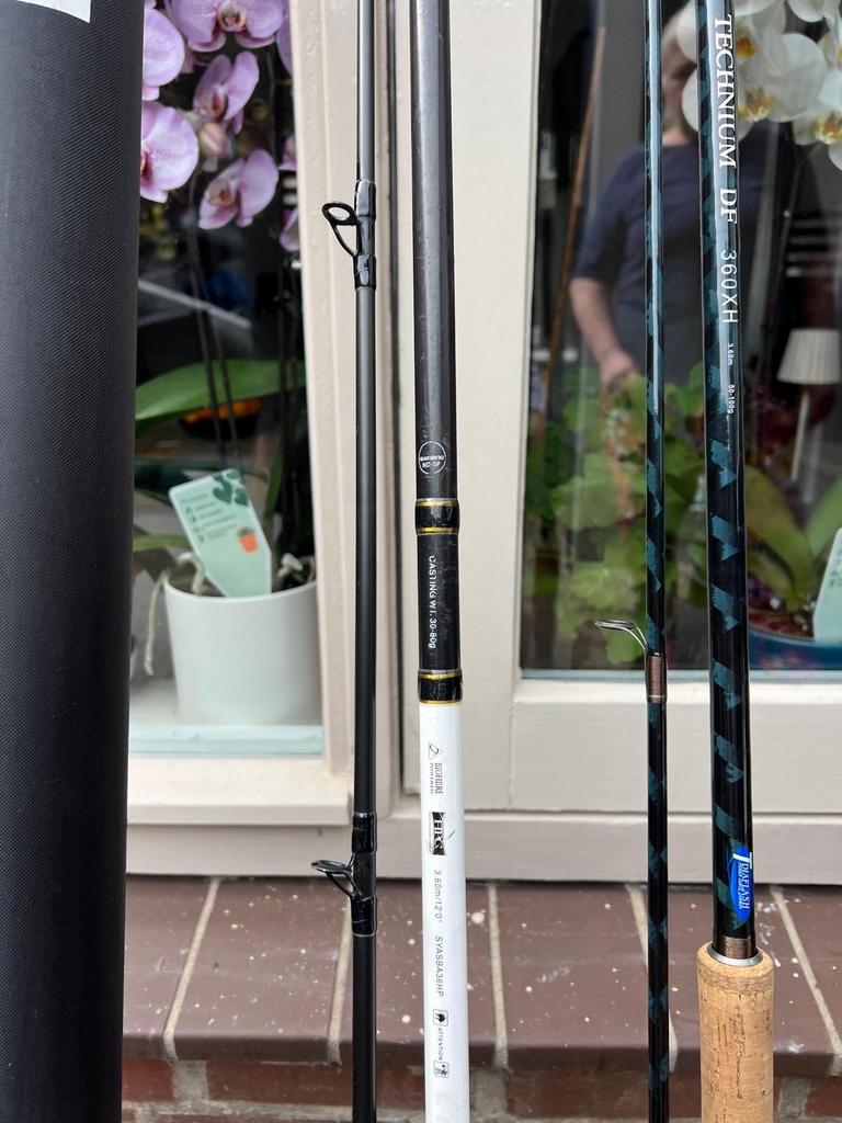 2x Technium DF 360XH + 1x Shimano Beastmaster CX, Watersport en Boten, Ophalen, Zo goed als nieuw, Werphengel