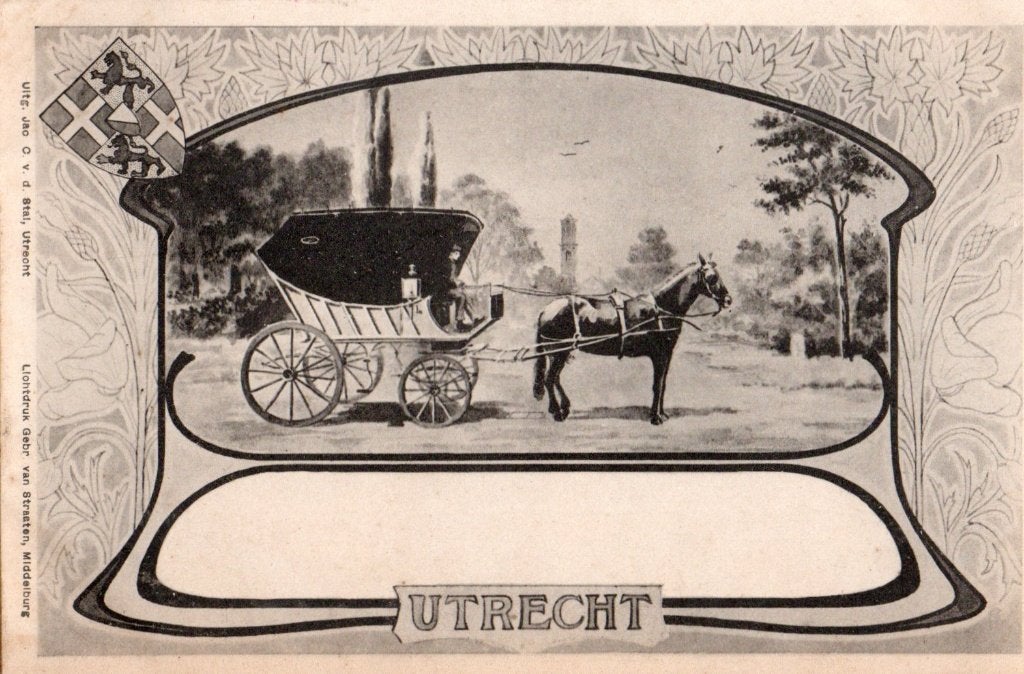 Provinciekaart Utrecht met Rijtuig. 7600, Ophalen of Verzenden, Voor 1920, Ongelopen, Utrecht