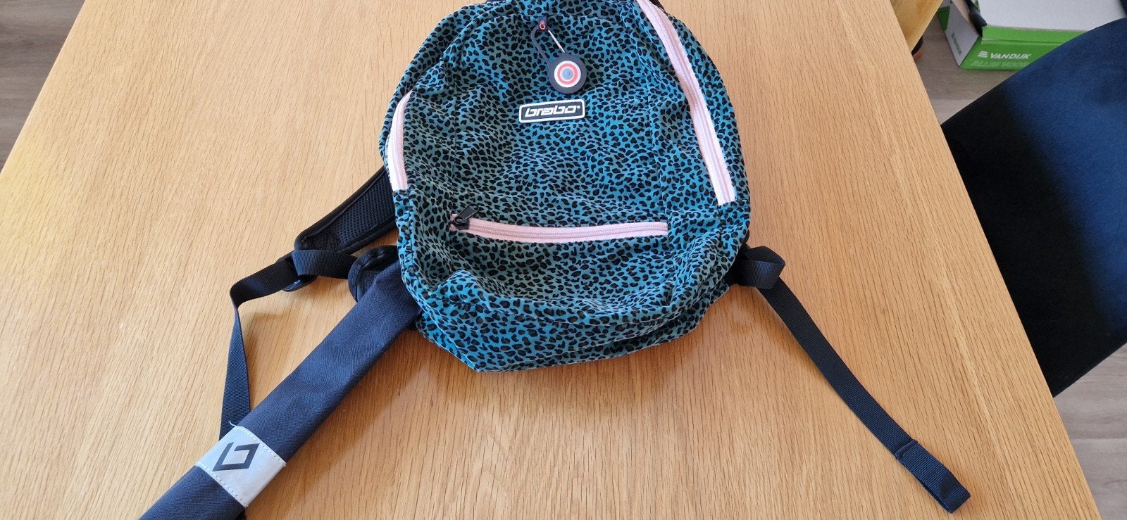 Groene leopardprint rugzak met lampje - Brabo, Sport en Fitness, Ophalen of Verzenden, Gebruikt, Tas