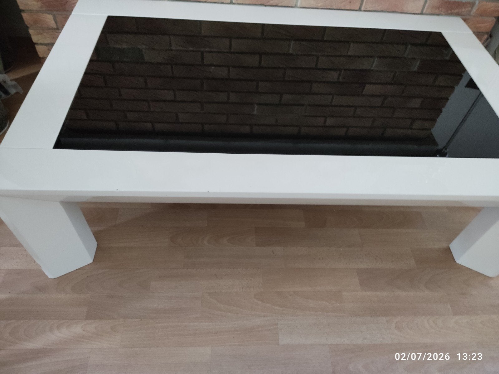 Wit zwart mdf Salon tafel, Ophalen, 50 tot 100 cm, 50 tot 100 cm, Glas