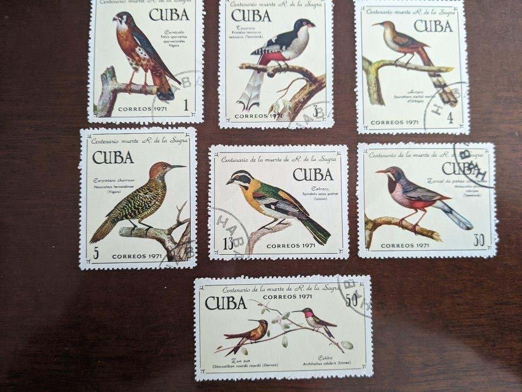 CUBA 1971; set (7) VOGELS, Verzenden, Gestempeld, Dier of Natuur