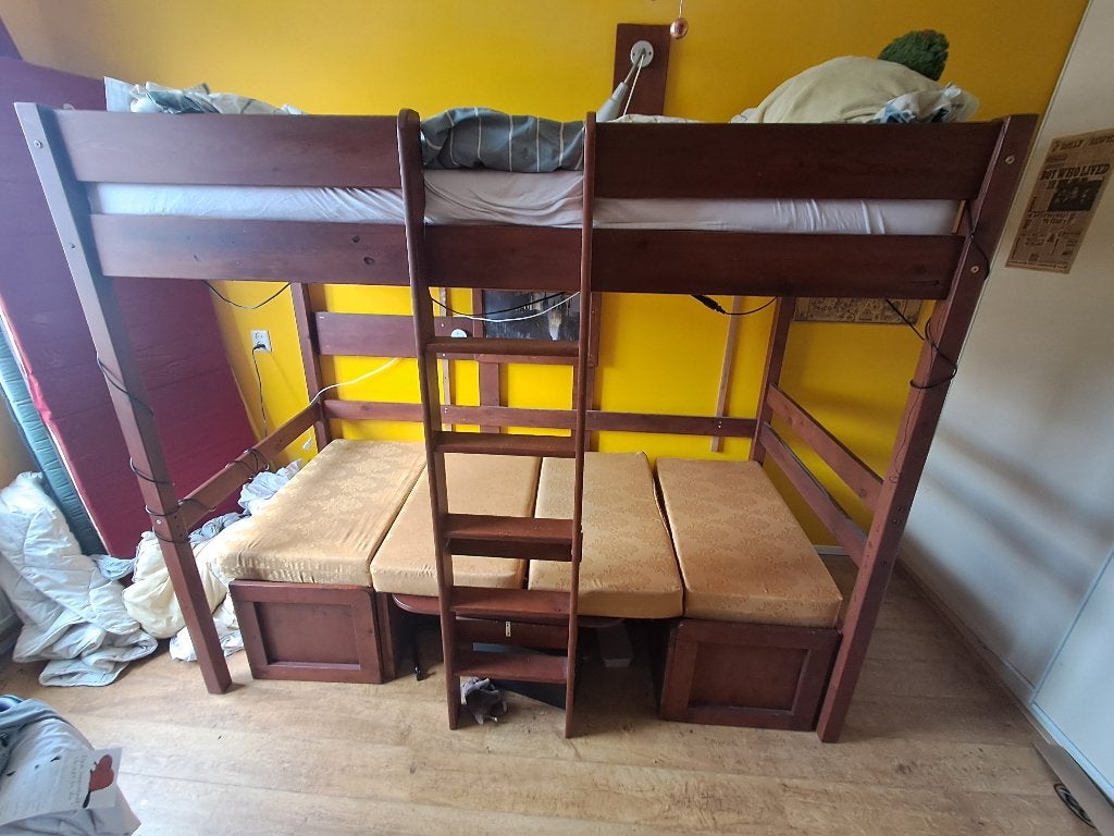 Harry Potter hoogslaper bed treincabine, Ophalen, Eenpersoons, Bruin, 210 cm