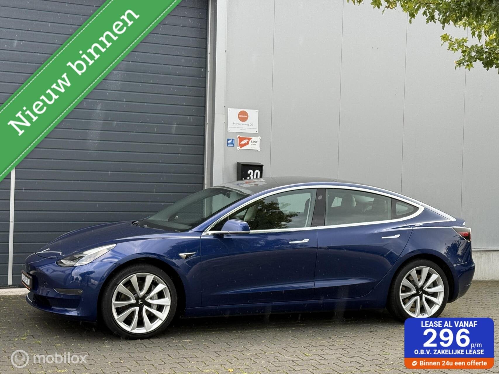Tesla Model 3 Long Range AWD 75 kWh 19 inch velgen - SOH 87%, Auto's, Automaat, Blauw, Navigatiesysteem, 351 pk
