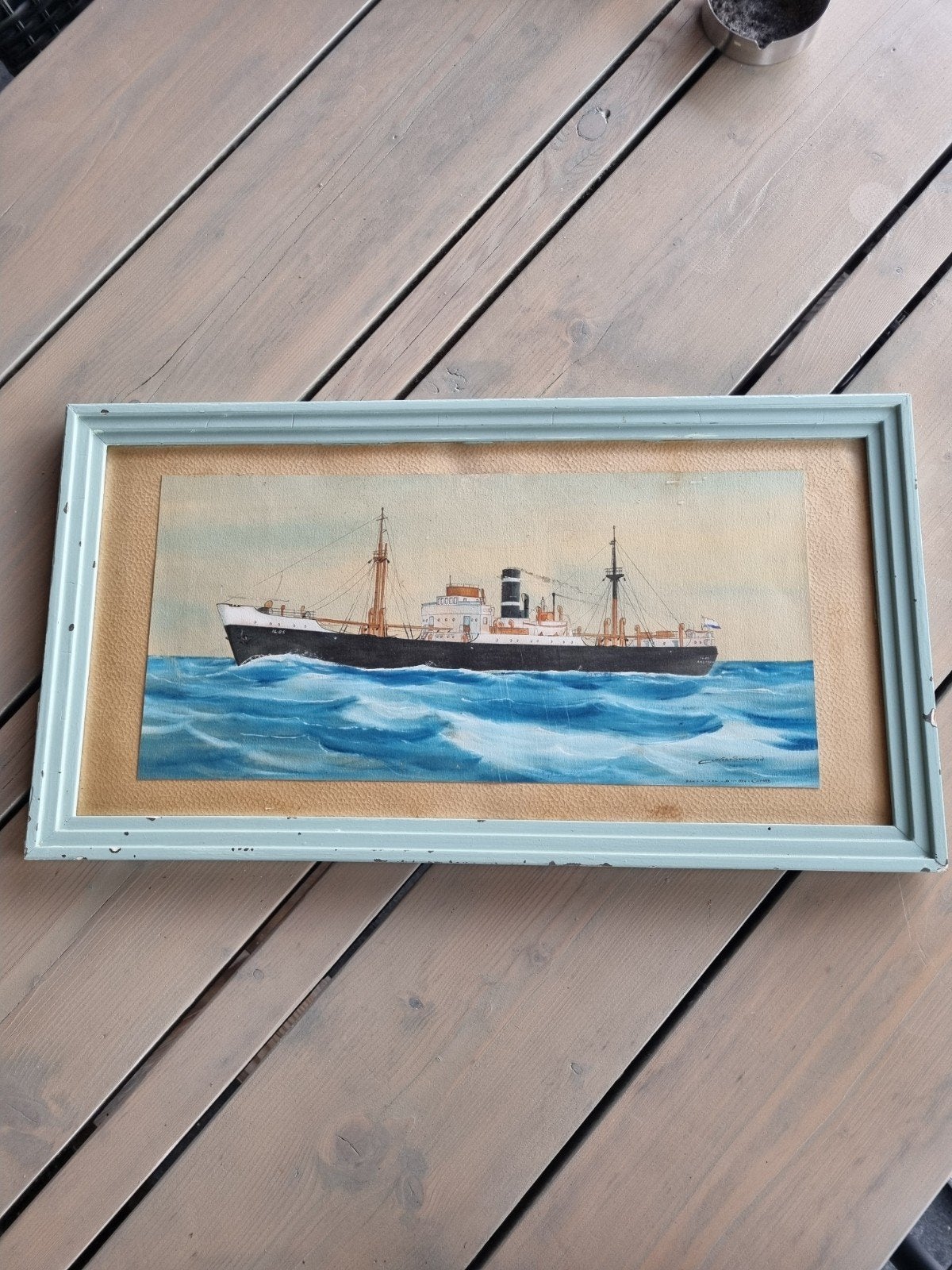 Maritiem schilderij van de ILOS Amsterdam, 1954, Maritiem / water, Gedateerd, Ophalen of Verzenden, Papier