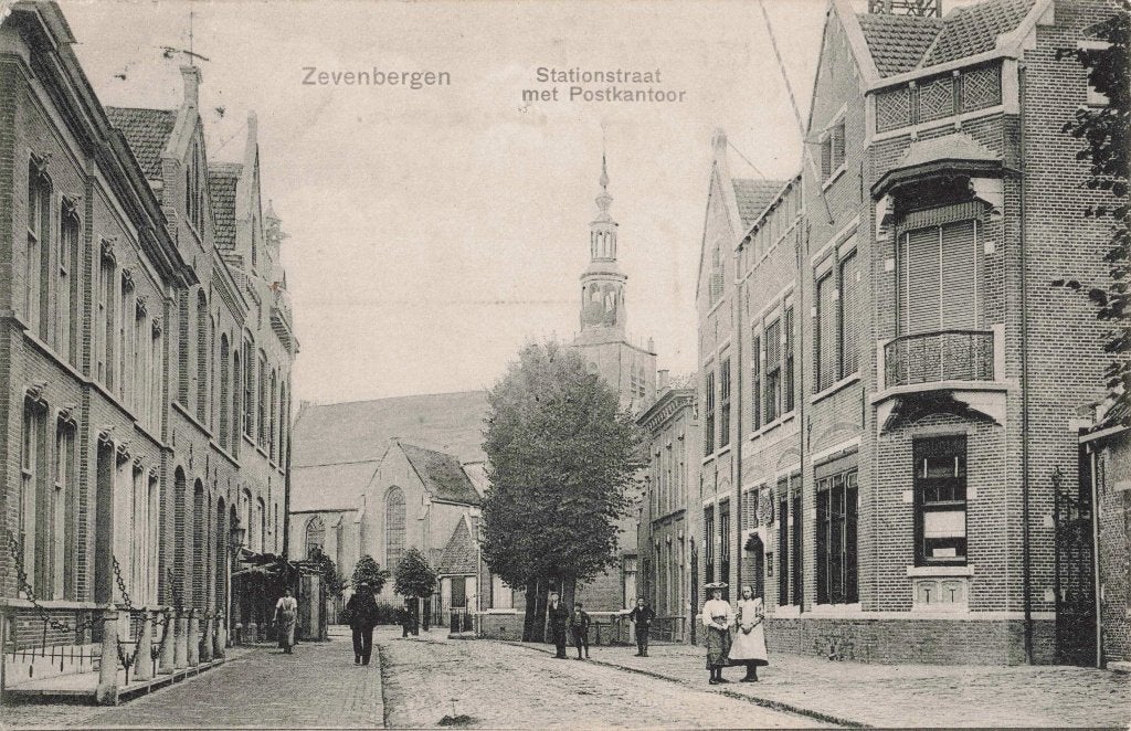Zevenbergen Stationstraat met Postkantoor B3465, Ophalen, Voor 1920, Gelopen, Noord-Brabant
