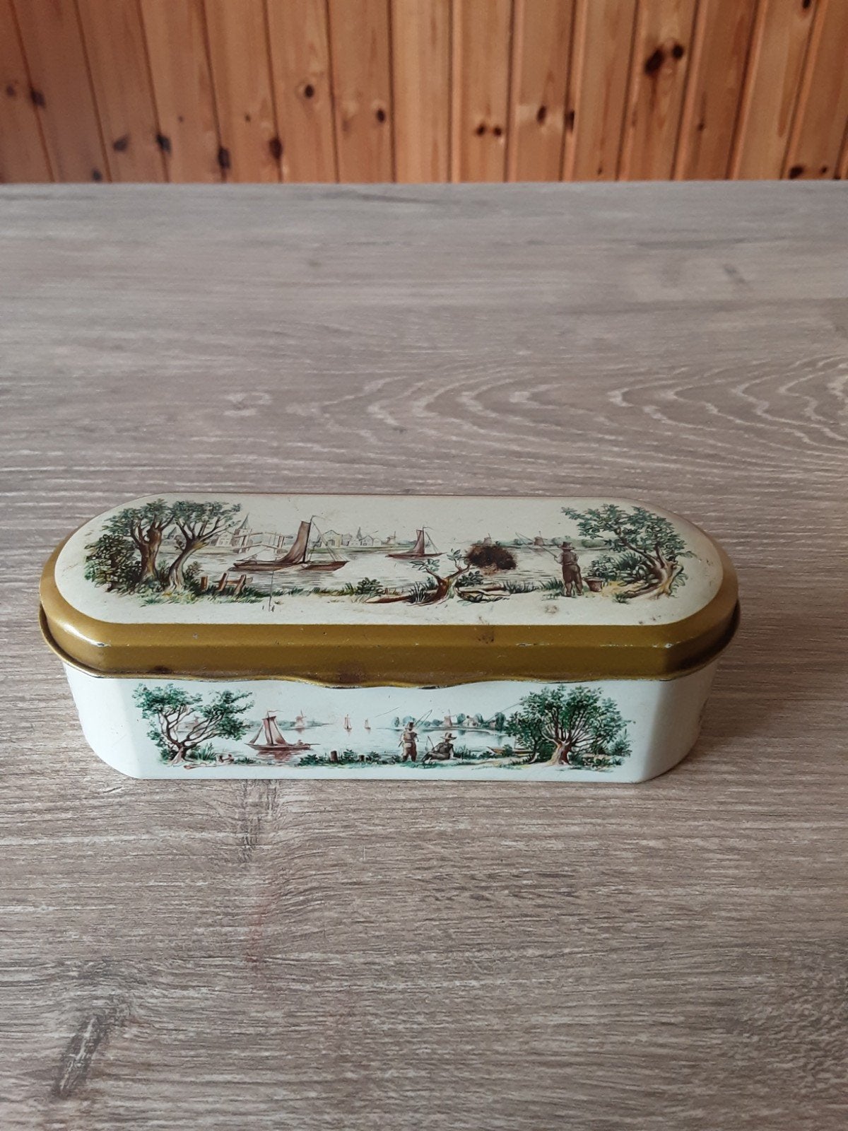vintage Douwe Egberts/Pickwick theelepeldoosje, Ophalen of Verzenden