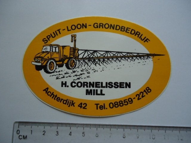 sticker oud MILL Machine H Cornelissen landbouw tuinbouw, Verzenden, Zo goed als nieuw, Bedrijf of Vereniging