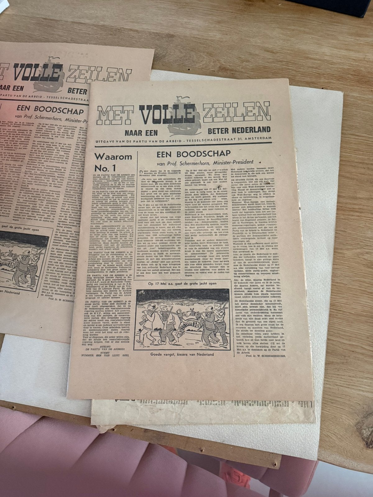Met volle zeilen, uitgave PvdA 17-5-1946, Ophalen of Verzenden, 1940 tot 1960, Tijdschrift