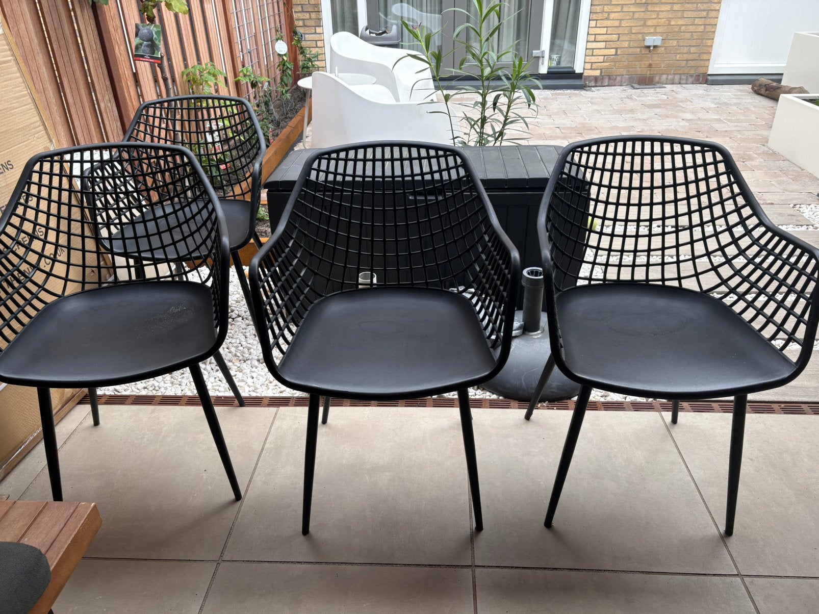 4x tuinstoel kunststof van Kwantum €5 per stuk, Ophalen, Gebruikt, Kunststof