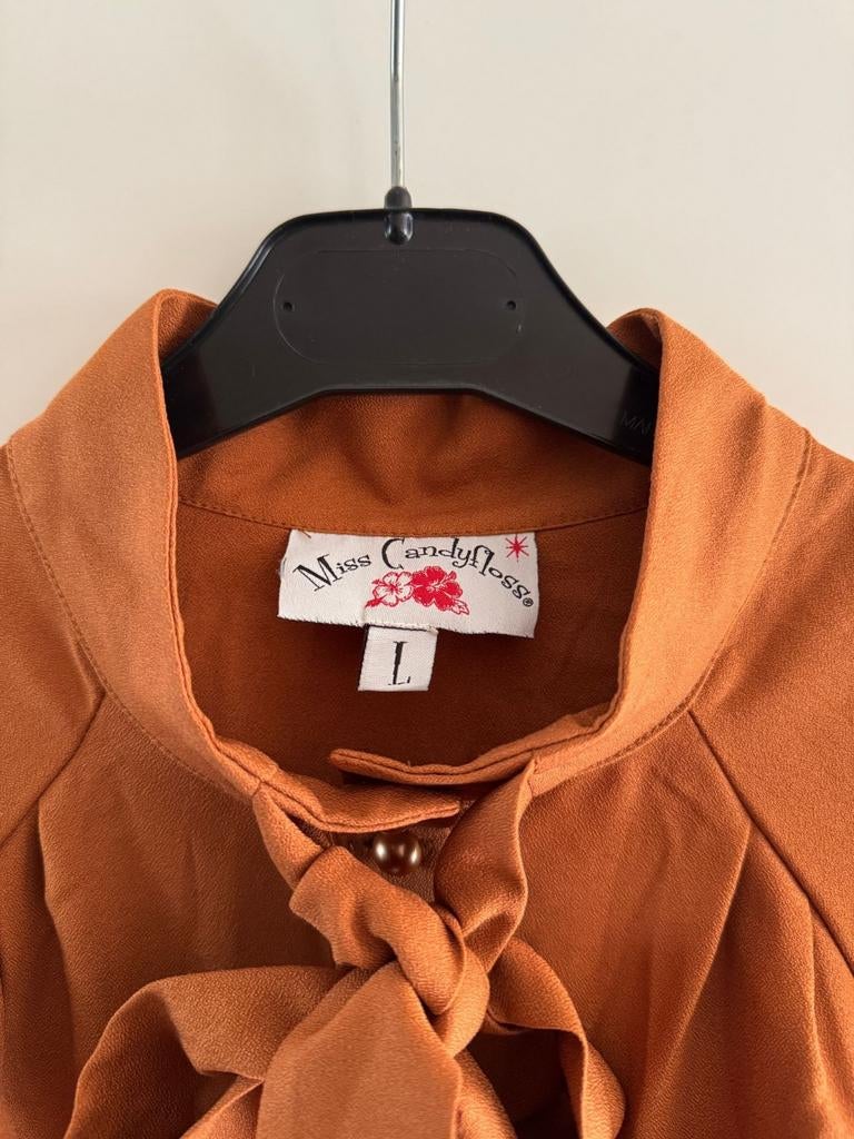 Miss CandyFloss Blouse S Grijs Bruin Bloem Strik ZGAN, Kleding | Dames, Miss CandyFloss, Ophalen of Verzenden, Zo goed als nieuw