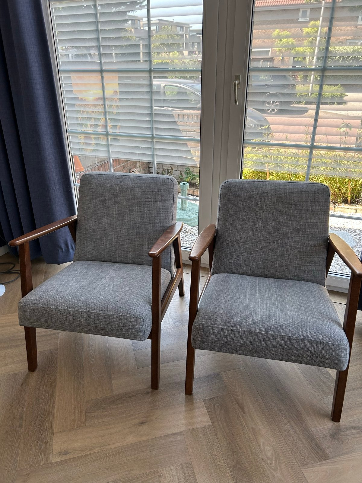 Set van 2 grijze Ikea Ekenaset fauteuils, Huis en Inrichting, Fauteuils, Ophalen, 75 tot 100 cm, Zo goed als nieuw, 50 tot 75 cm