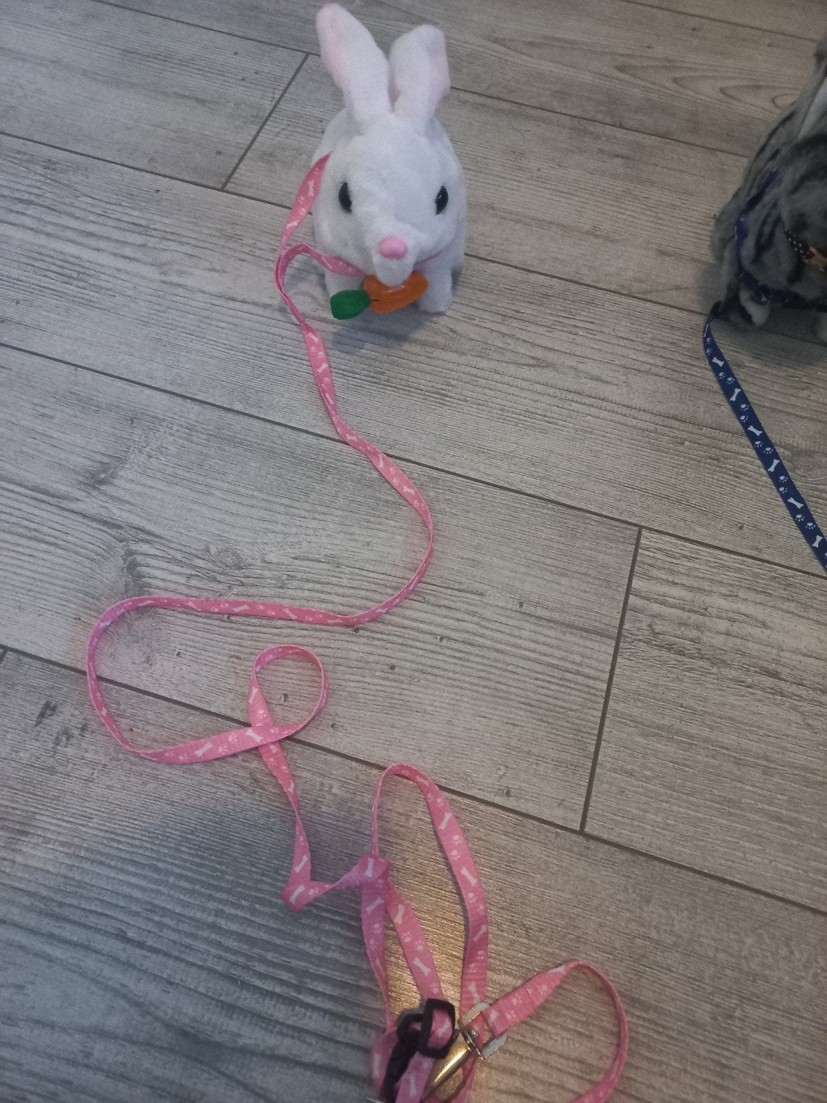 Interactief konijn met riem - Wit knuffelkonijn, Gebruikt, Konijn, Ophalen of Verzenden, Interactief