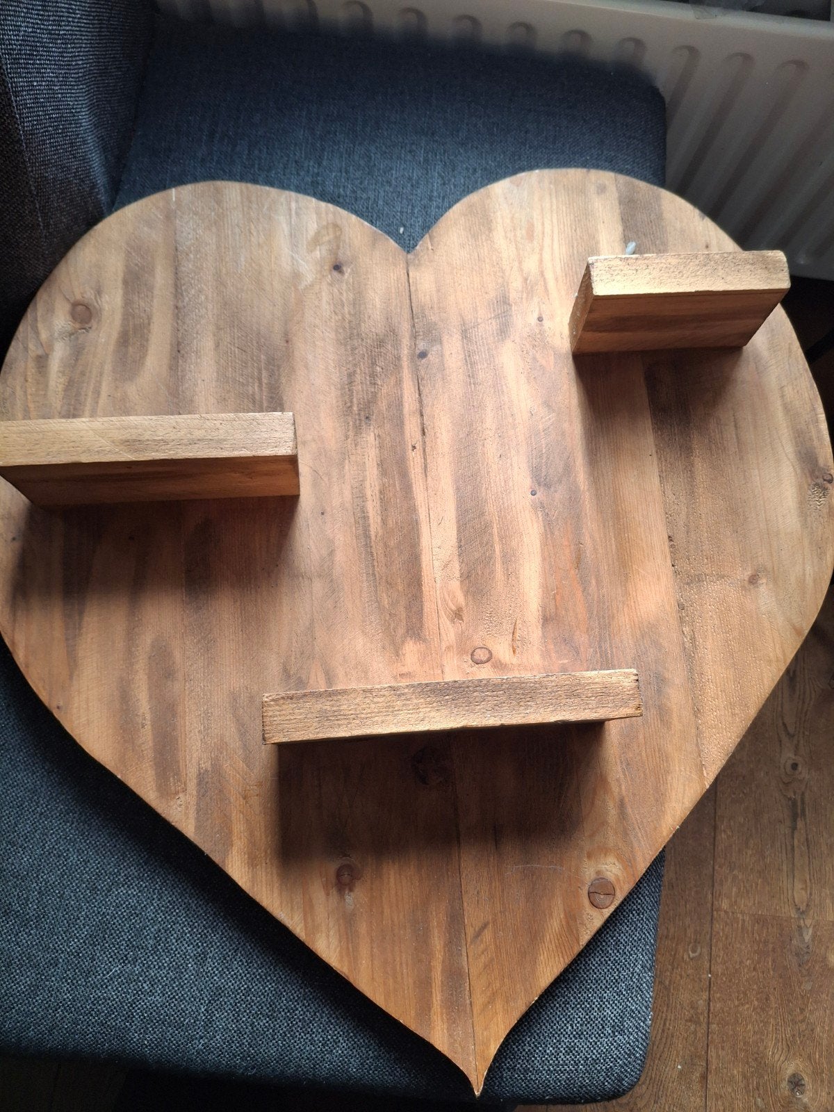Groot houten hart wanddecoratie - 69x67 cm, Gebruikt, Hout, Decoratieobject, Ophalen of Verzenden