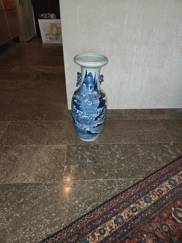 Grote Chinese blauw-witte vloervaas, Ophalen