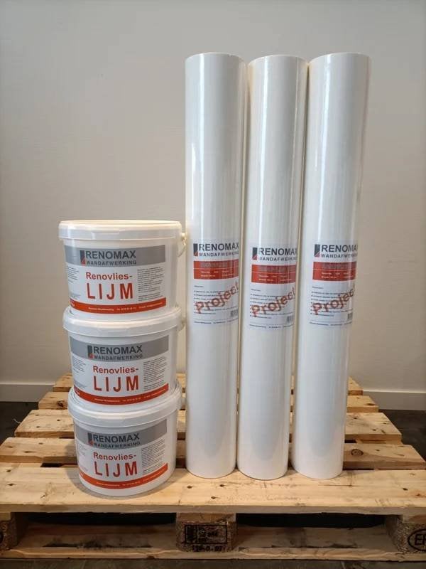 150grams Renovlies 150m2 en lijm, Ophalen, 75 m² of meer, Wit