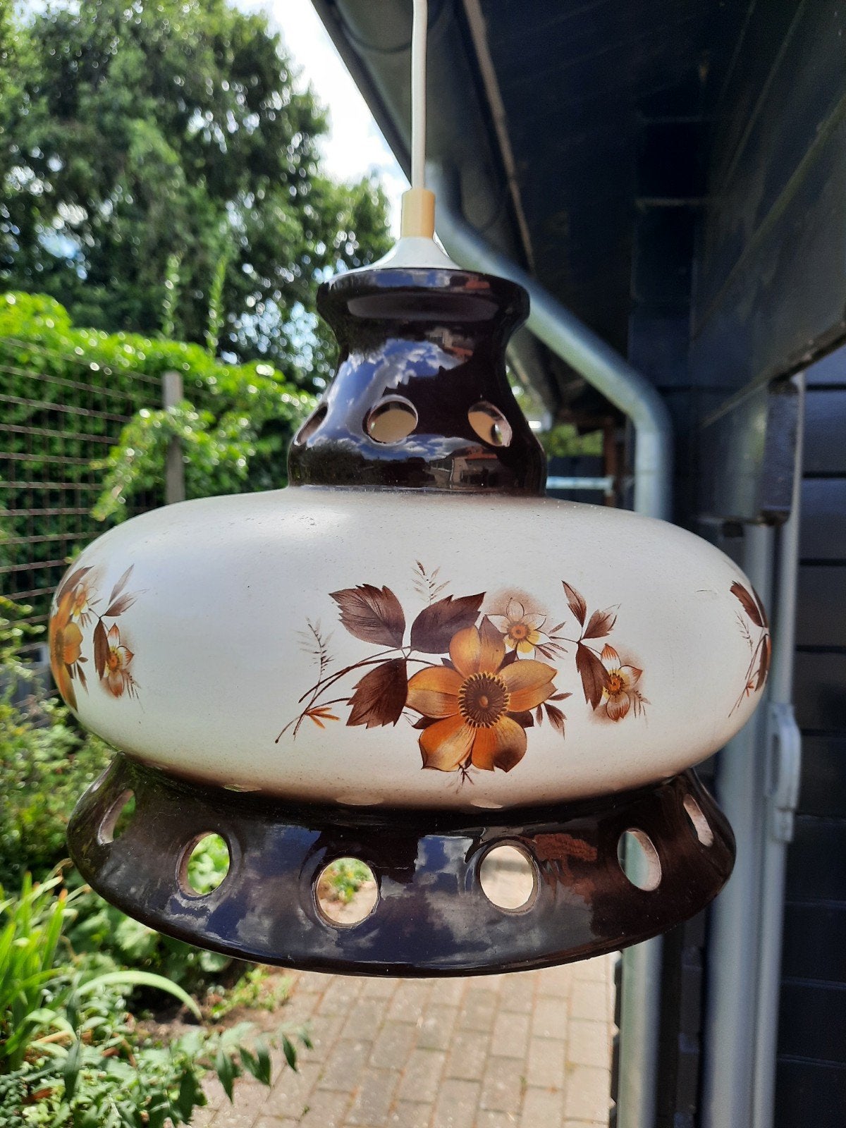 mooie stenen antieke lamp, Ophalen of Verzenden