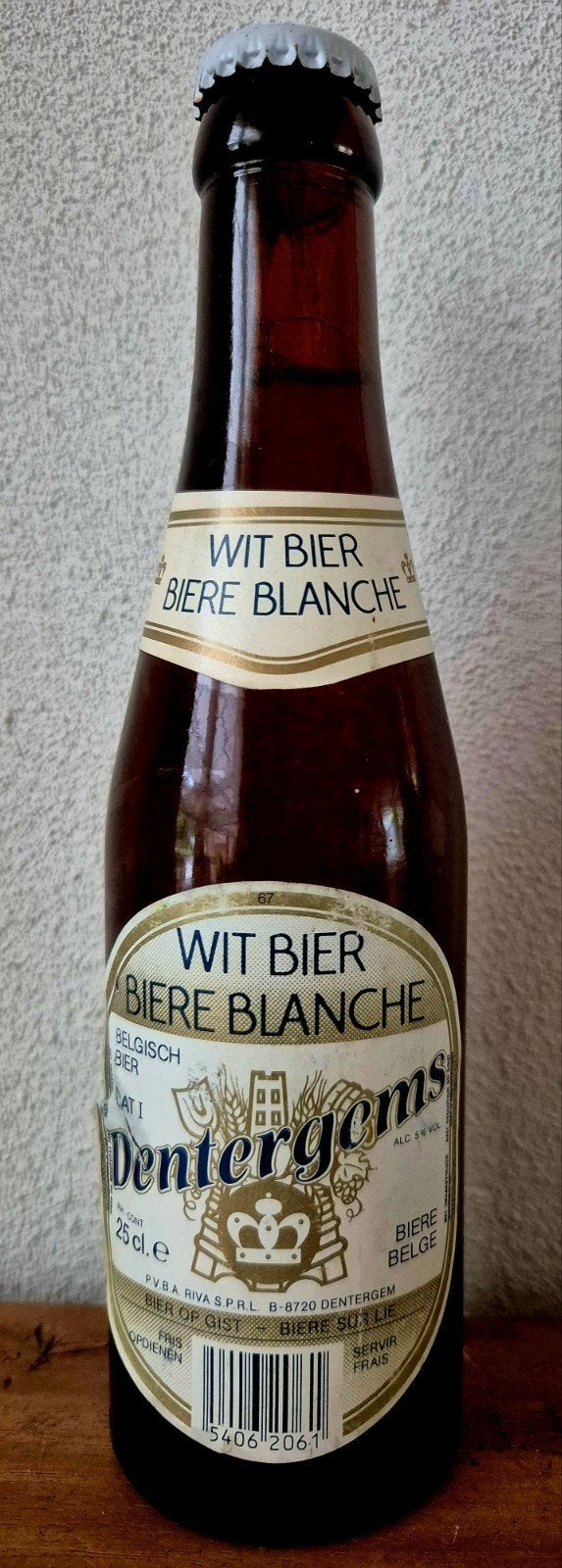 1990 fles DENTERGEMS wit bier SUR LIE BELGIE. verzamelen, Verzamelen, Biermerken, Ophalen of Verzenden, Zo goed als nieuw, Flesje(s)