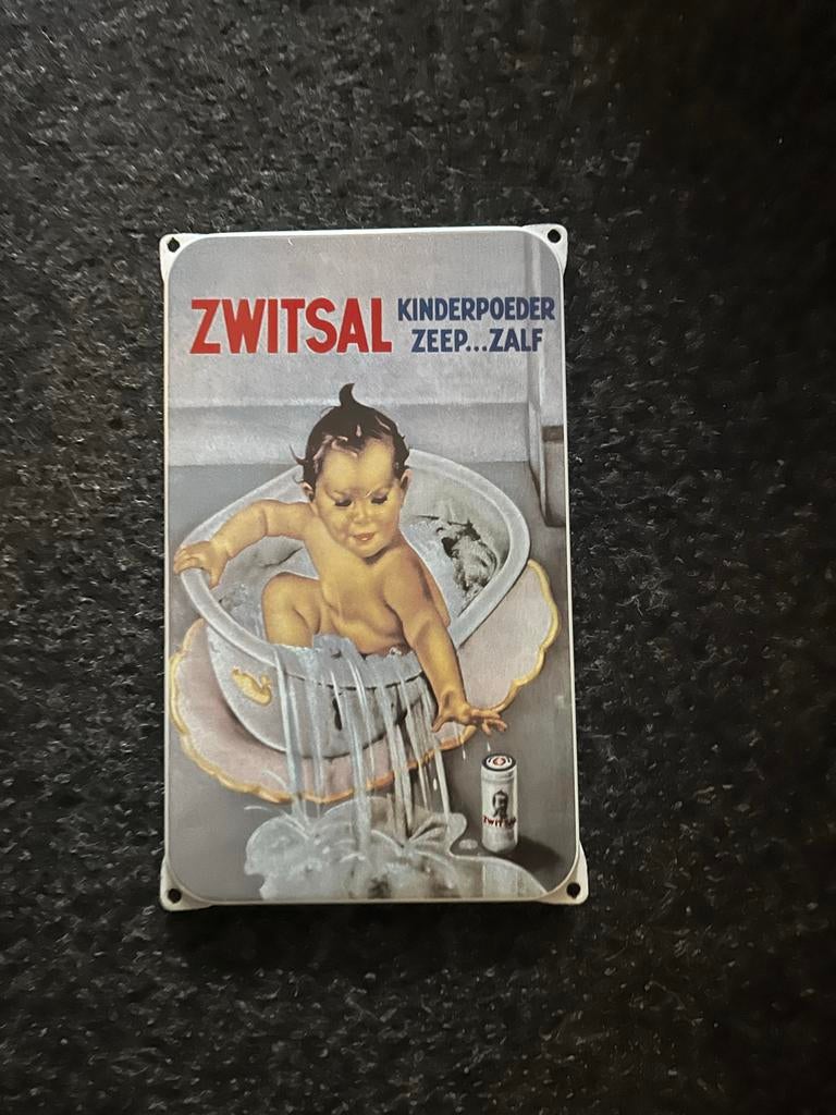 Vintage Zwitsal Emaille Reclamebord - Kinderpoeder Zeep Zalf, Ophalen of Verzenden