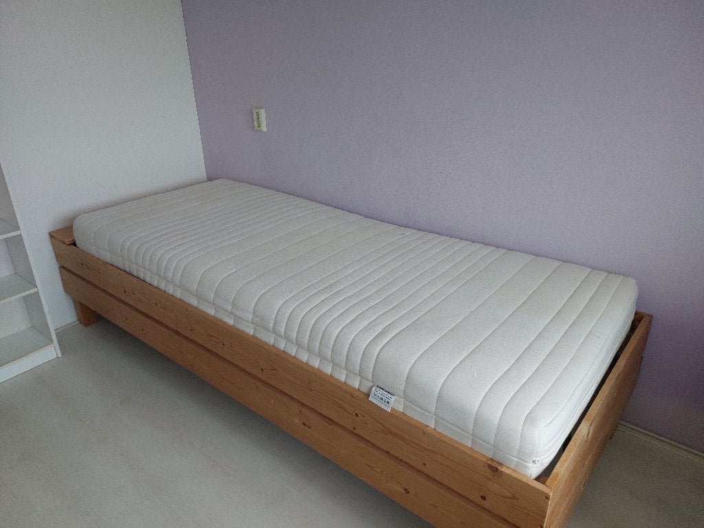 Demontabel, extra lang, eenpersoonsbed, Ophalen, 90 cm, Robuust, eenvoudig, Hout