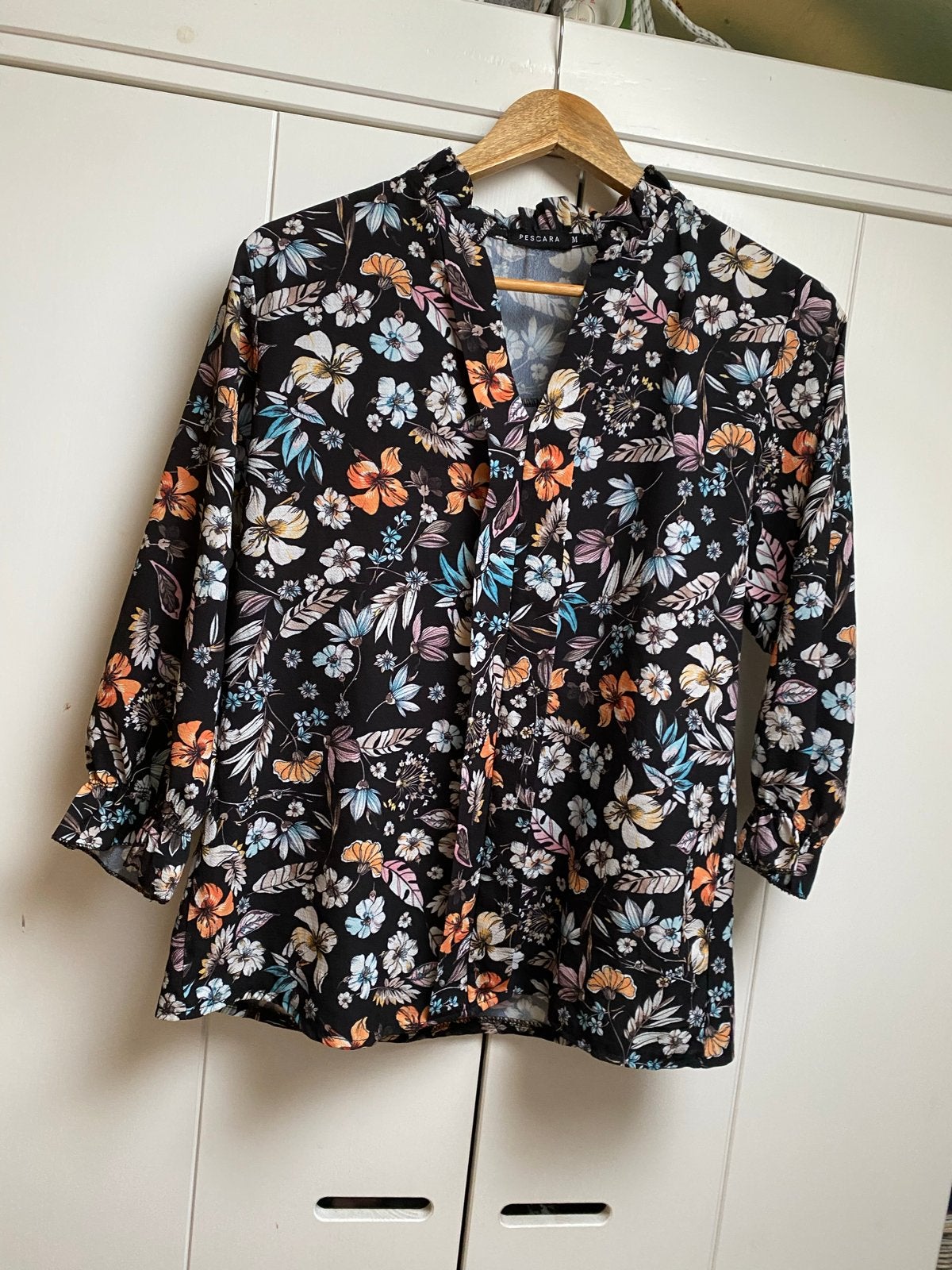 Pescara shirt met driekwart mouw en bloemenprint maat M, Kleding | Dames, Ophalen of Verzenden, Zo goed als nieuw, Maat 38/40 (M)