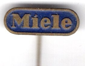 MIELE wasmachines blauw op koper speldje ( W_489), Ophalen of Verzenden, Nieuw, Merk, Speldje of Pin