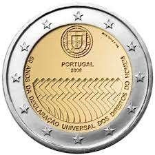2 Euro Portugal 2008 - Mensenrechten - UNC, Verzenden, Portugal, 2 euro, Losse munt