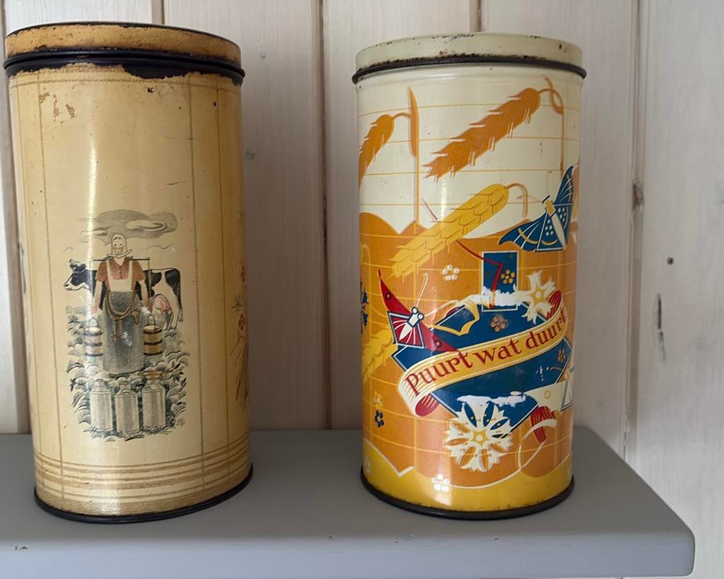 BESCHUITBLIKKEN 2 stuks HILLE EN HOOIMEIJER, Verzamelen, Blikken, Ophalen of Verzenden, Zo goed als nieuw, Overige