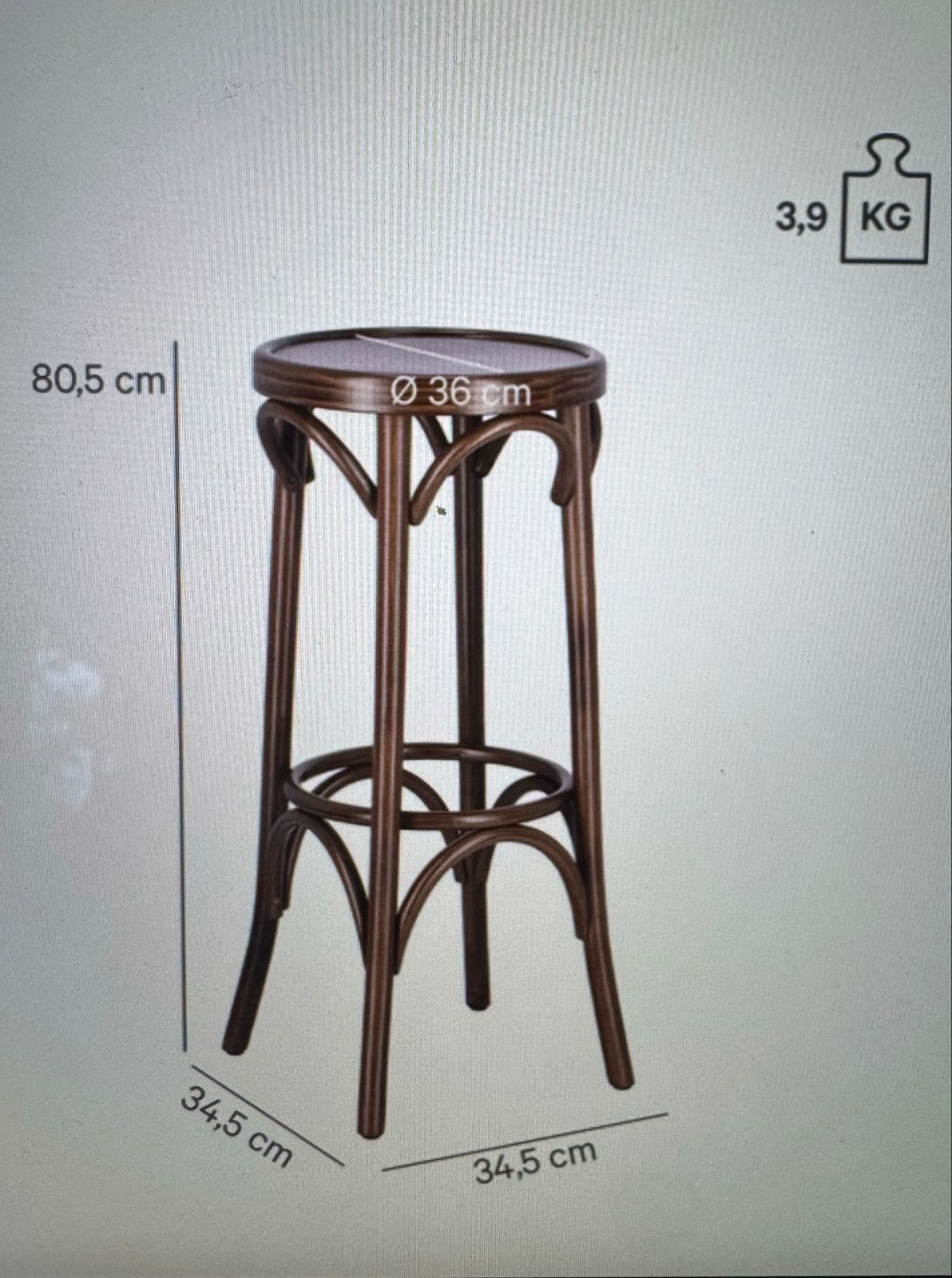Antieke houten barkruk, 80,5 cm hoog, Huis en Inrichting, Ophalen, Gebruikt, 60 tot 90 cm, 1 kruk