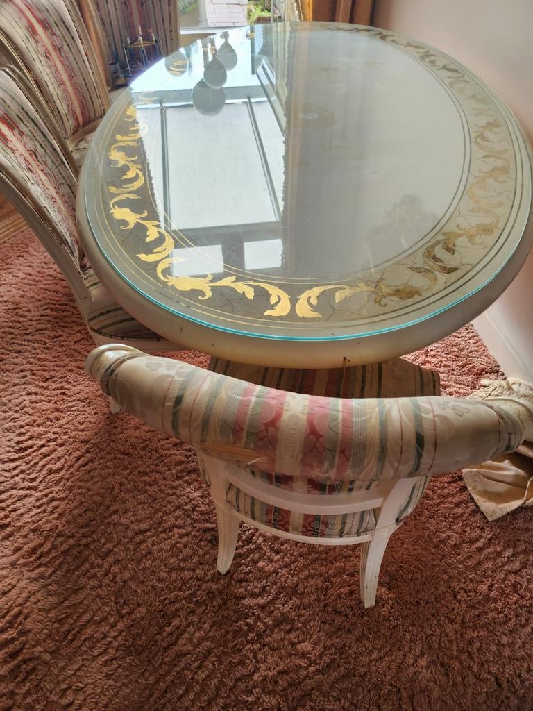 Eethoek ovaal met 4 stoelen, Antiek en Kunst, Ophalen