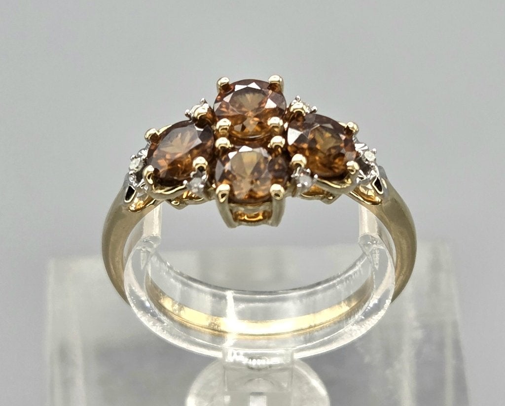 Gouden Vintage ring oranje gele saffier en diamant.2026/440, Sieraden, Tassen en Uiterlijk, Ringen, Overige kleuren, ., Ophalen of Verzenden