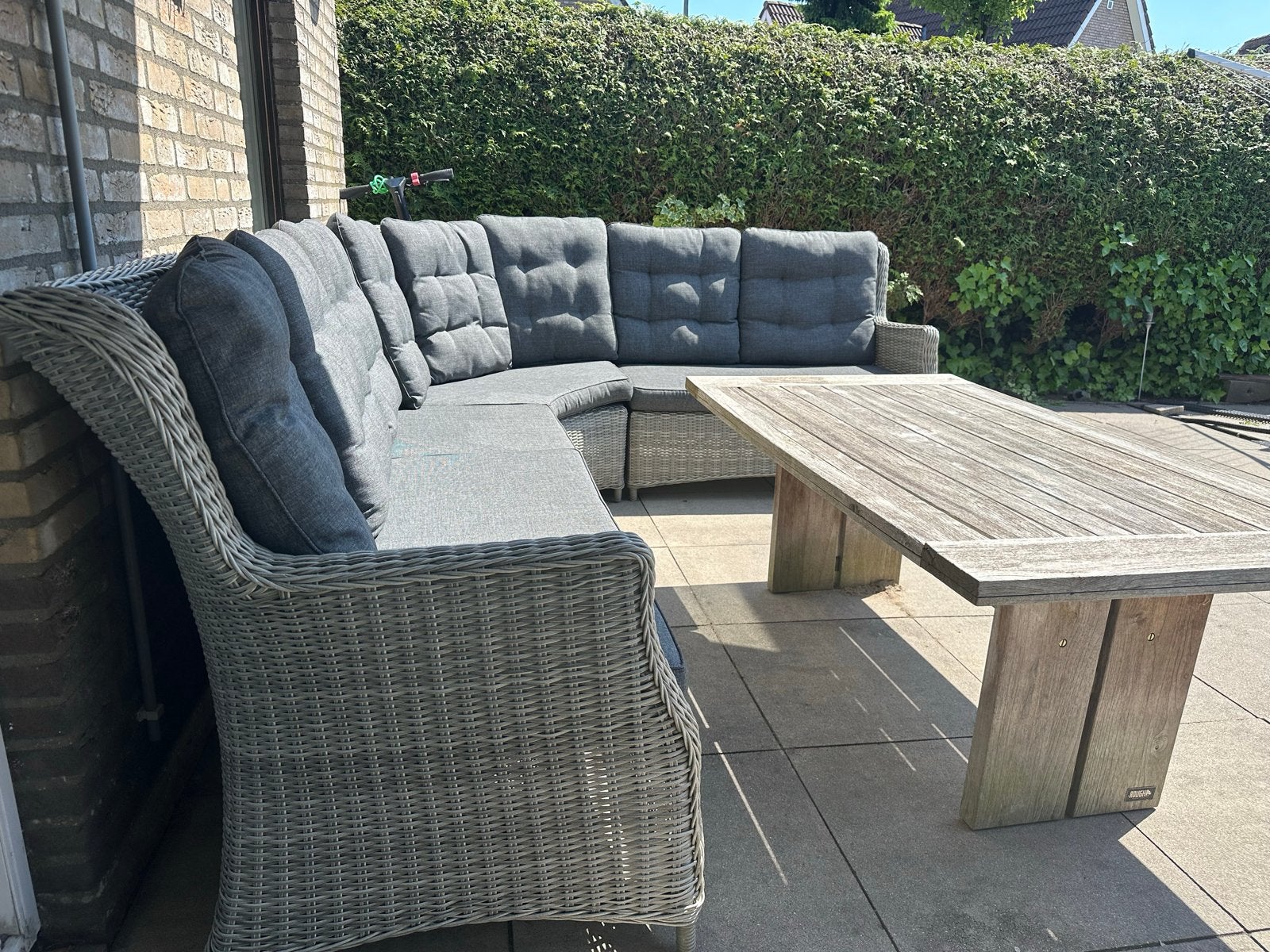 Rough loungeset hoekopstelling met tafel, Ophalen, Gebruikt, Meer dan 8 zitplaatsen, Loungeset
