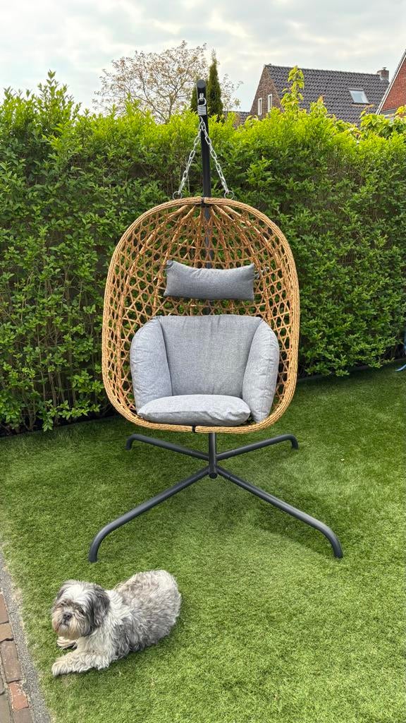 Comfortabele hangstoel met standaard en kussens, Ophalen, Gebruikt, Met standaard, Eenpersoons