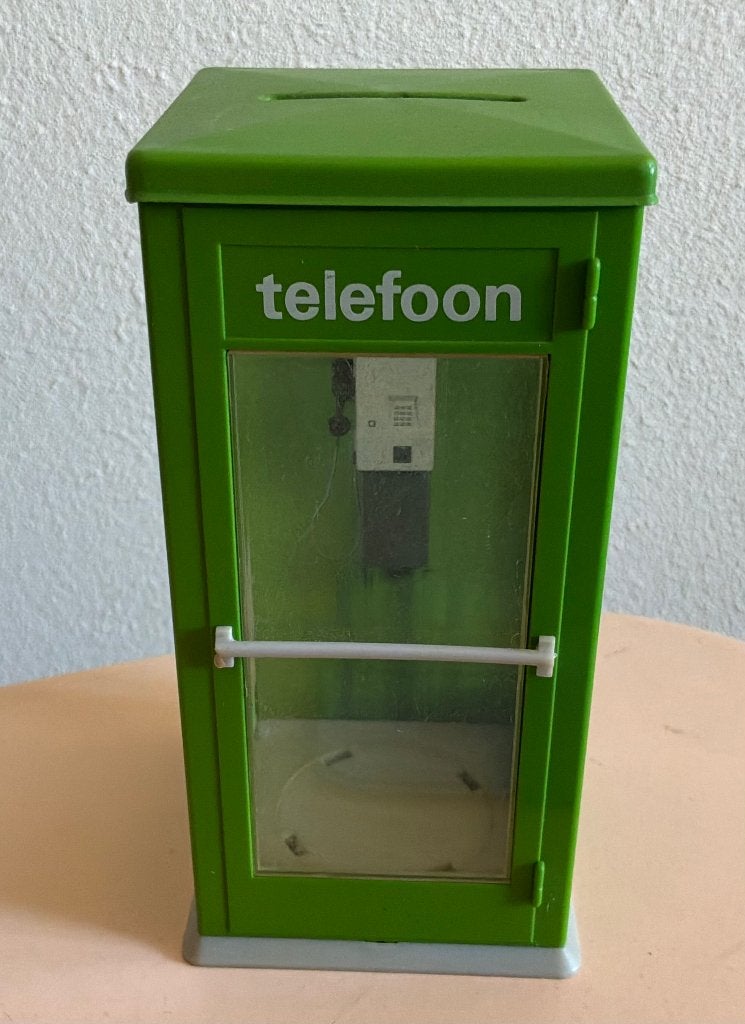 PTT groene telefooncel, spaarpot, Ophalen of Verzenden, Gebruikt, Kunststof, Object of Gebouw