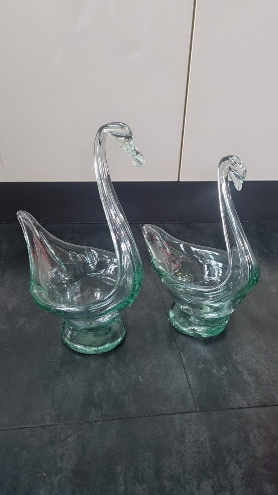 Set van 2 glazen zwanen - decoratieve schalen, Ophalen of Verzenden