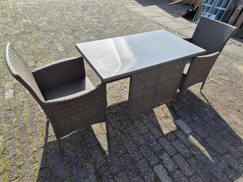 Polyrotan Balkonset, Tuin en Terras, Gebruikt, Wicker, Tuinset, Eettafel