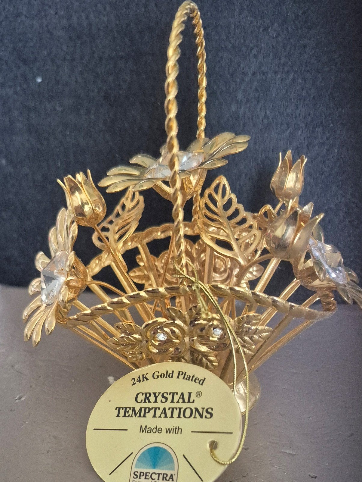 24K Vergulde Kristallen Bloemenmandje - Crystal Temptations, Verzenden